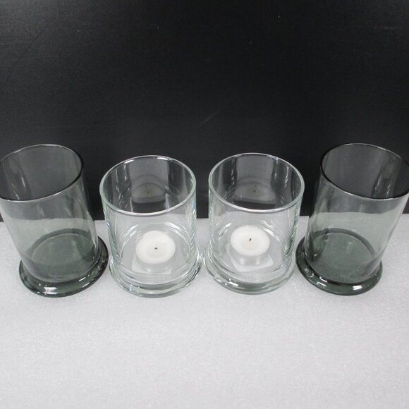 BUNDLE OF 4 HEAVY GLASS CANDLE HOLDERS - Picture 2 of 11